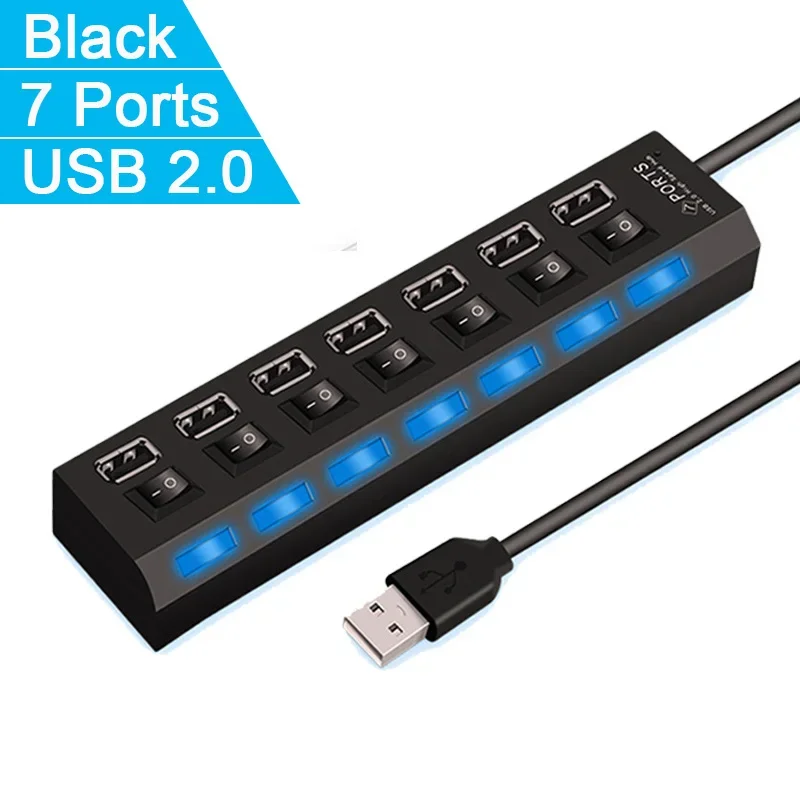 7 Ports Black